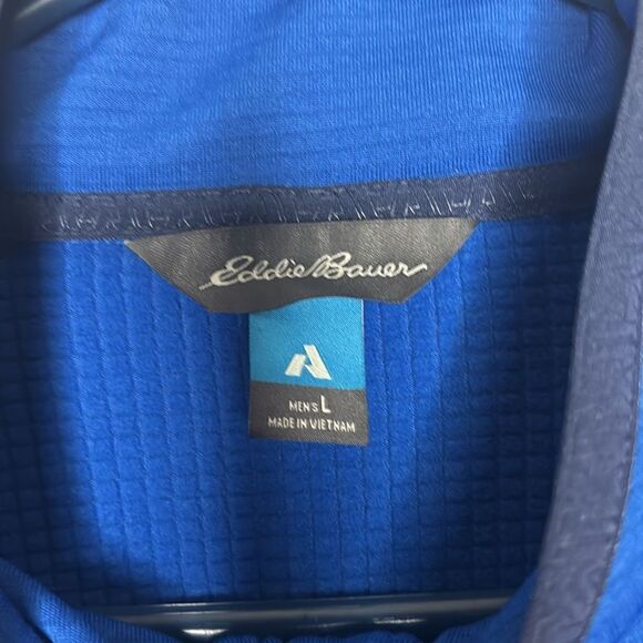 Eddie Bauer Royal Blue Waffle Print 1/2 Zip Pullover Size Large - Picture 7 of 10